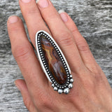 Large Laguna Agate Talon Ring or Pendant- Sterling Silver and Agate- Finished to Size