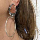 Celestial Hoop Earrings- Sterling Silver and Lace Agate