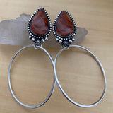 Celestial Hoop Earrings- Sterling Silver and Lace Agate