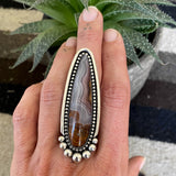 Huge Laguna Agate Talon Ring or Pendant- Sterling Silver and Lace Agate- Finished to Size