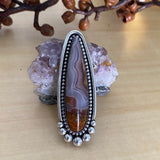 Huge Laguna Agate Talon Ring or Pendant- Sterling Silver and Lace Agate- Finished to Size