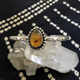 Stamped Amber Stacker Cuff- Mayan Amber and Sterling Silver Bracelet- Size M/L