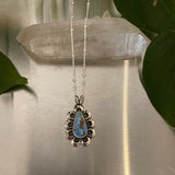 Dainty Turquoise Floral Necklace- Sterling Silver and Golden Hills Lavender Turquoise- 18" Chain