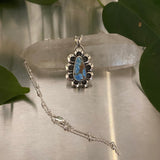 Dainty Turquoise Floral Necklace- Sterling Silver and Golden Hills Lavender Turquoise- 18" Chain