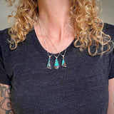 Dainty Turquoise Stamped Necklace- Sterling Silver and Natural Royston Turquoise- 18" Chain