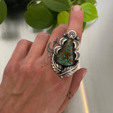 Ornate Turquoise Leafy Ring or Pendant- Sterling Silver and Pilot Mountain Turquoise- Finished to Size