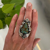 Ornate Turquoise Leafy Ring or Pendant- Sterling Silver and Pilot Mountain Turquoise- Finished to Size