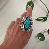 Large Leafy Turquoise Ring or Pendant- Sterling Silver and Number 8 Turquoise- Finished to Size