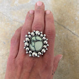 Large Poseidon Variscite Super Bubble Ring or Pendant- Sterling Silver- Finished to Size
