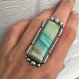 Blue Opal Petrified Wood Ring or Pendant- Sterling Silver and Indonesian Opalized Petrified Wood- Finished to Size