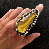 Large Amber Ring- Sterling Silver and Mayan Amber - Finished to Size