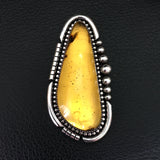 Large Amber Ring- Sterling Silver and Mayan Amber - Finished to Size