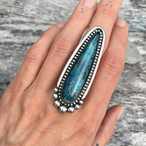 Large Shattuckite Talon Ring or Pendant- Sterling Silver and Natural Shattuckite- Finished to Size