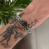 Lost Coast Cuff- Heavyweight Stamped Sterling Silver and Picture Jasper Bracelet- Size S
