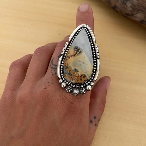 Celestial Jasper Ring- Sterling Silver and Maligano Jasper- Finished to Size
