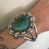 Huge Kings Manassa Turquoise Cuff Bracelet- Sterling Silver and Turquoise Crescent Moon Overlay Statement Cuff