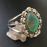 Huge Kings Manassa Turquoise Cuff Bracelet- Sterling Silver and Turquoise Crescent Moon Overlay Statement Cuff