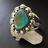 Huge Kings Manassa Turquoise Cuff Bracelet- Sterling Silver and Turquoise Crescent Moon Overlay Statement Cuff