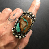 Large Celestial Royston Ribbon Turquoise Ring- Sterling Silver and Royston Turquoise Statement Ring- Finished to Size or as Pendant