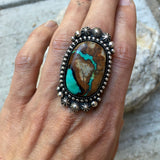 Large Celestial Royston Ribbon Turquoise Ring- Sterling Silver and Royston Turquoise Statement Ring- Finished to Size or as Pendant