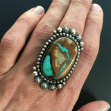 Large Celestial Royston Ribbon Turquoise Ring- Sterling Silver and Royston Turquoise Statement Ring- Finished to Size or as Pendant