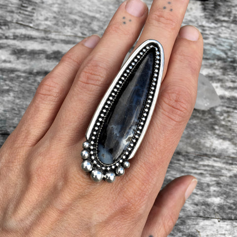 Huge Medicine Bow Agate Talon Ring or Pendant- Sterling Silver and Plume Agate- Finished to Size