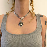 The Midas Necklace- Morenci II Turquoise and Sterling Silver Heavyweight Choker