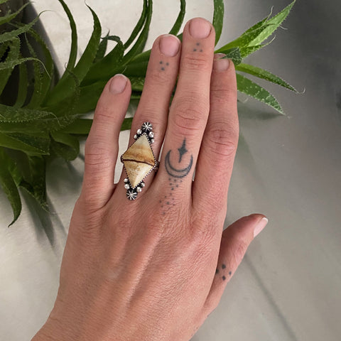Mirage Ring Size 6- Sterling Silver and Picture Jasper- Hand Stamped Band- Can be sized up 1 size