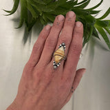 Mirage Ring Size 8- Sterling Silver and Picture Jasper- Hand Stamped Band
