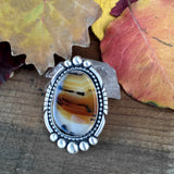 Huge Montana Agate and Sterling Silver Ring or Pendant- Finished to Size