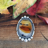 Huge Montana Agate and Sterling Silver Ring or Pendant- Finished to Size