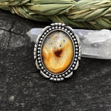 Large Montana Agate and Sterling Ring- Sterling Silver and Agate Statement Ring- Finished to Size