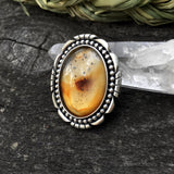 Large Montana Agate and Sterling Ring- Sterling Silver and Agate Statement Ring- Finished to Size