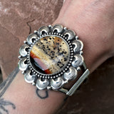 Huge Overlay Montana Agate Cuff- Sterling Silver and Montana Agate Statement Cuff