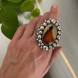 The Supernova Ring- Montana Agate and Sterling Silver- Finished to Size or as a Pendant