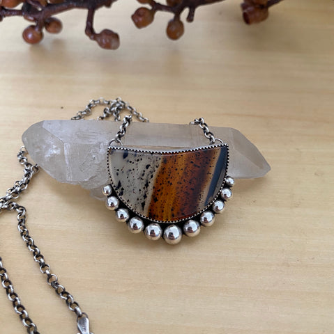 Large Montana Agate Bubble Necklace- Sterling Silver and Agate - 18" Sterling Chain