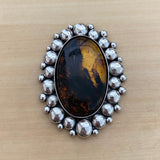 Huge Amber Double Bubble Ring- Sterling Silver and Mayan Amber - Finished to Size