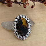 Huge Amber Double Bubble Ring- Sterling Silver and Mayan Amber - Finished to Size