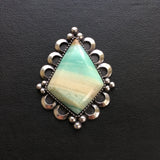 Blue Opal Petrified Wood Ring or Pendant- Sterling Silver and Indonesian Opalized Petrified Wood- Finished to Size