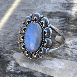 Huge Overlay Moonstone Cuff- Sterling Silver and Rainbow Moonstone Statement Cuff