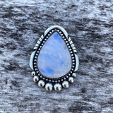 Large Moonstone Statement Ring- Sterling Silver and Moonstone- Finished to Size or as a Pendant