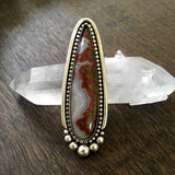 Large Moroccan Seam Agate Talon Ring- Sterling Silver Statement Ring- Finished to Size