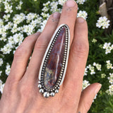 Large Moss Agate Talon Ring- Sterling Silver and Indonesian Moss Agate Statement Ring- Finished to Size