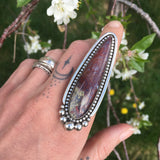 Large Moss Agate Talon Ring- Sterling Silver and Indonesian Moss Agate Statement Ring- Finished to Size