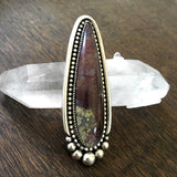 Large Moss Agate Talon Ring- Sterling Silver and Indonesian Moss Agate Statement Ring- Finished to Size