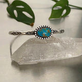 Stamped Stacker Cuff- Size M/L- Sterling Silver and Campitos Turquoise