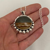 Large Picture Jasper Bubble Pendant- Sterling Silver and Landscape Jasper Necklace- 18" Chain Included