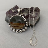 Large Picture Jasper Bubble Pendant- Sterling Silver and Landscape Jasper Necklace- 18" Chain Included