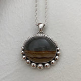 Large Picture Jasper Bubble Pendant- Sterling Silver and Landscape Jasper Necklace- 18" Chain Included