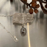 Dainty Celestial Necklace- Dendritic Agate and Sterling Silver- 18" Chain
